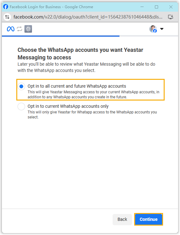 Cloud Voice, the opt-in selection for current and future WhatsApp accounts