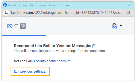 Cloud Voice, the reconnect prompt with the Edit previous settings option