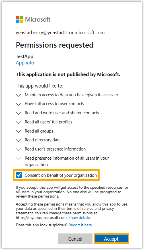 Cloud Voice, the permission consent window with the Accept button