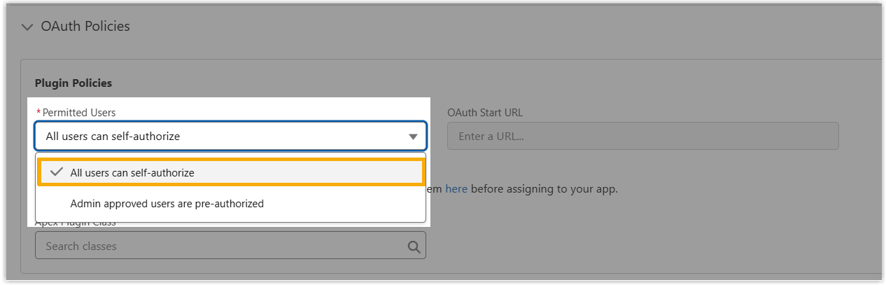 The Permitted Users setting under OAuth Policies
