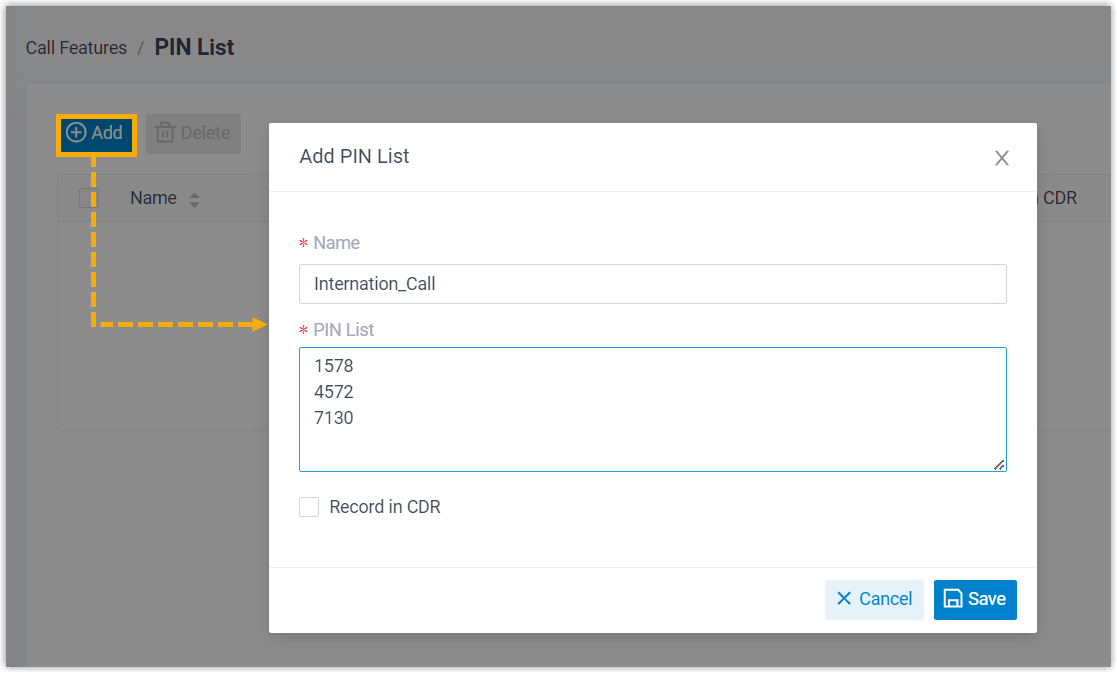 Creating a list of individual PIN codes