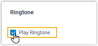Ringtone preferences with the Play Ringtone option enabled