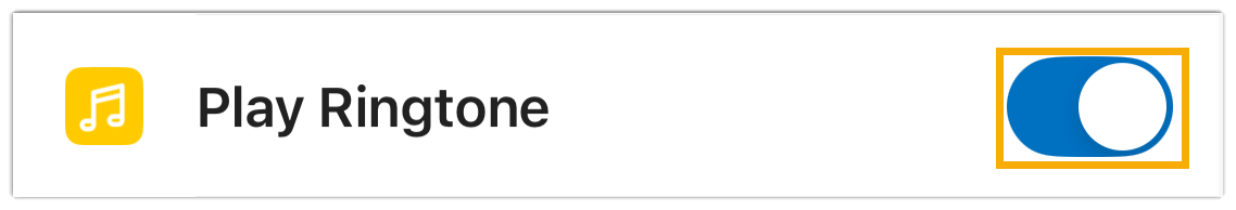 The account settings panel with the Play Ringtone toggle switched on