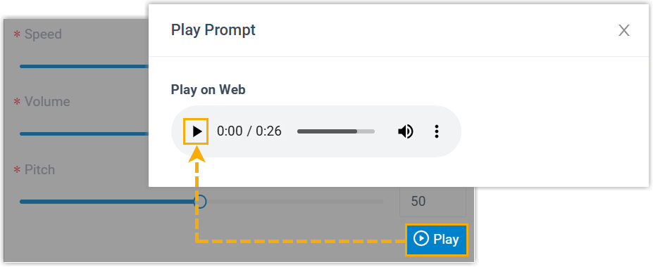 Playing the generated prompt in the browser pop-up