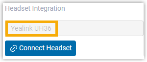 Headset Integration panel confirming the headset is connected