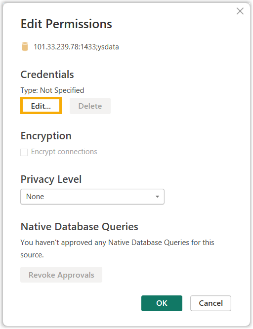 Permissions dialog with the Edit option