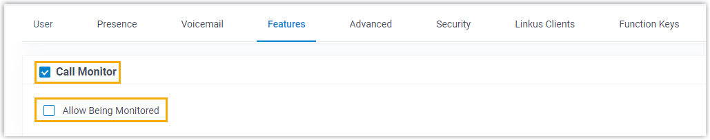 Cloud Voice, bulk edit dialog turning off Allow Being Monitored for several extensions at once