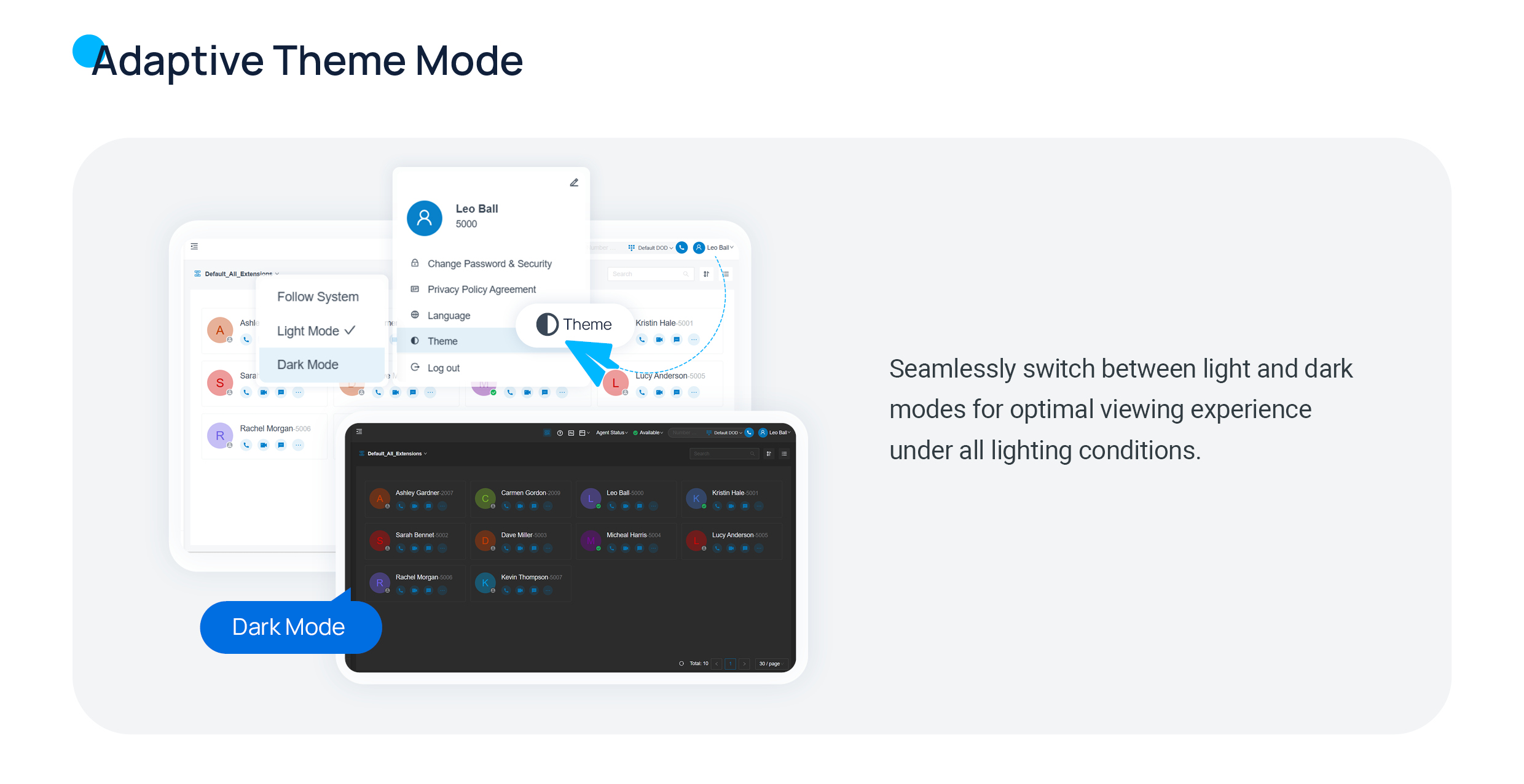 Switching between light and dark theme modes