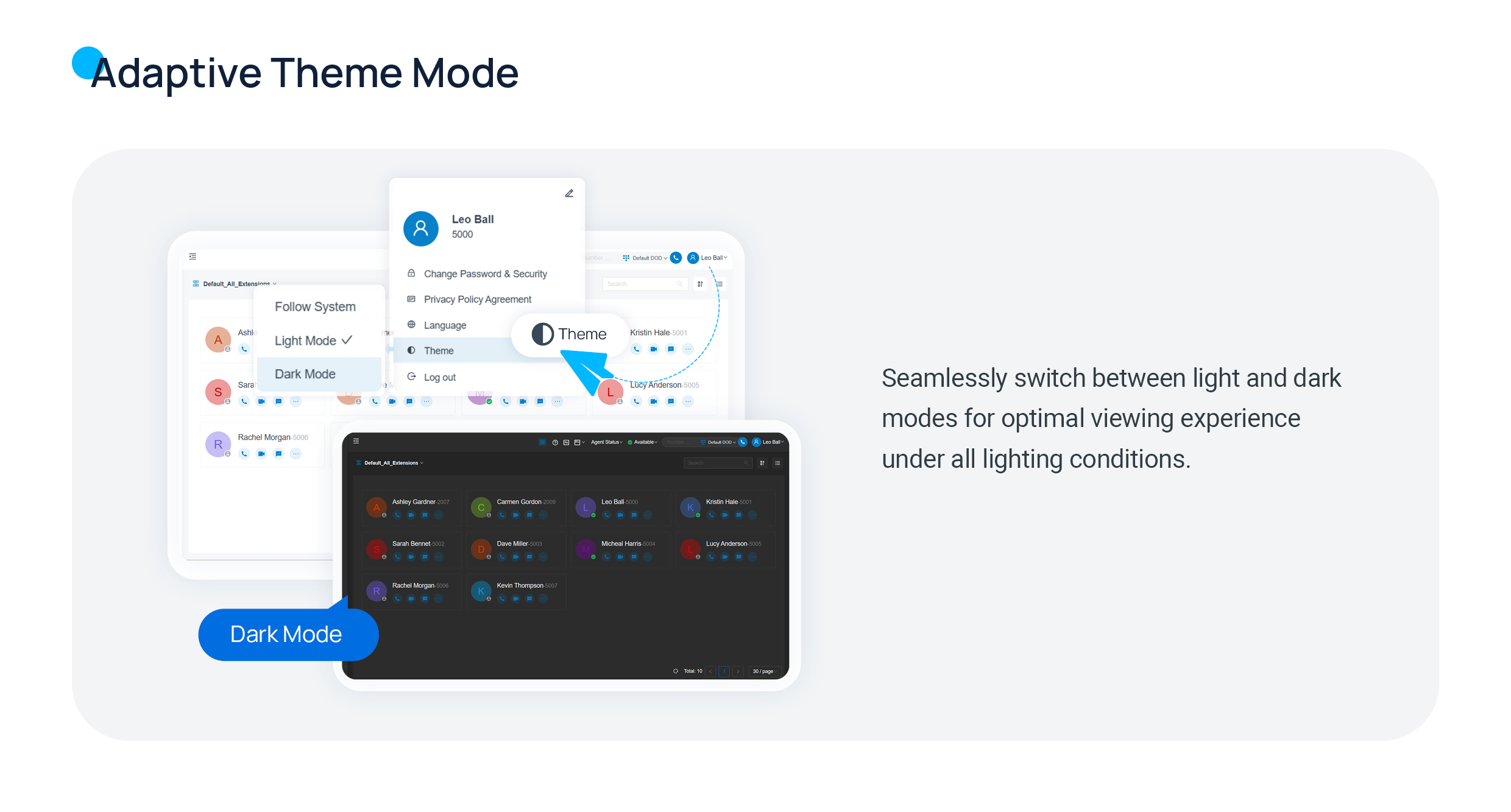 Switching between light and dark theme modes