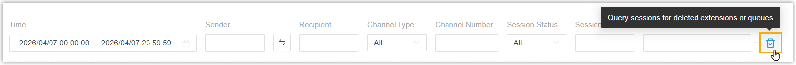 Filtering the log for sessions from a deleted extension