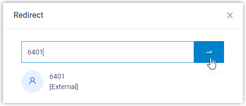 Redirect panel with an extension number entered