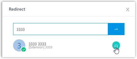 Redirect results showing the voicemail option for a matched extension