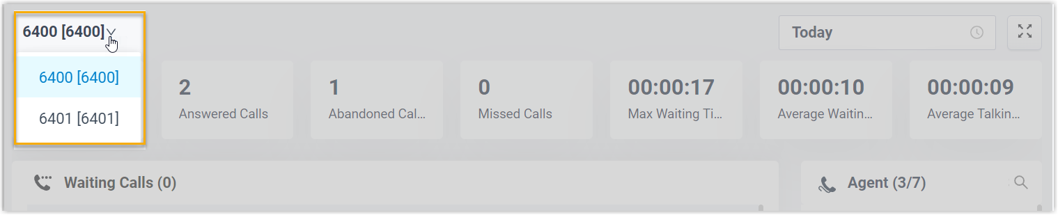 Selecting a queue from the Queue Panel picker