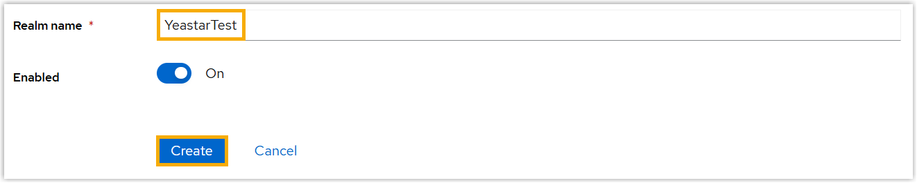Naming a new realm in the create-realm form