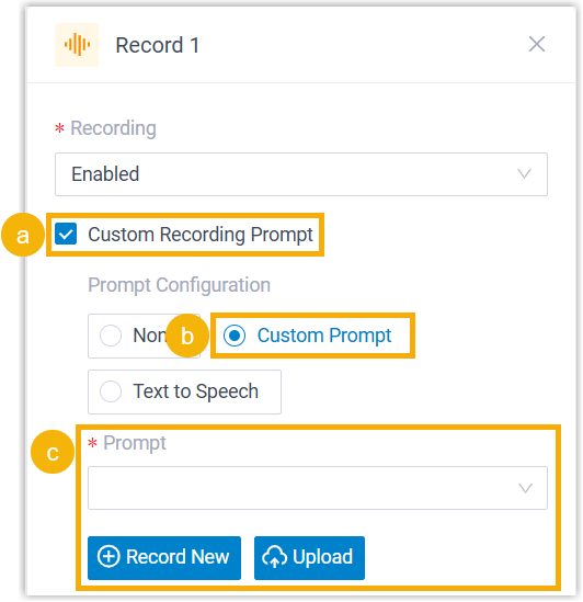 Custom prompt settings for the start-of-recording announcement