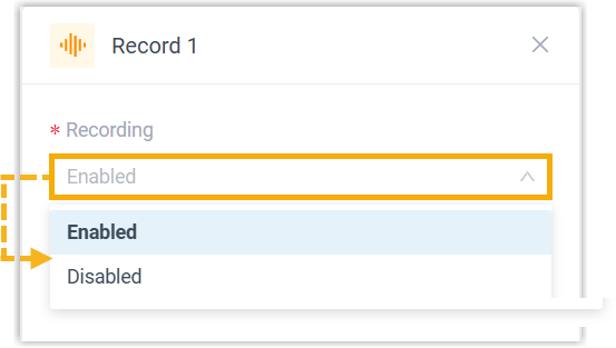 Choosing the recording status from the drop-down list