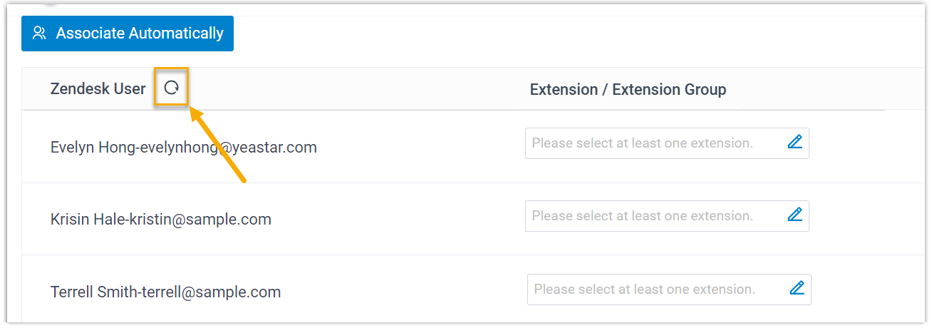 Zendesk user list with the refresh control