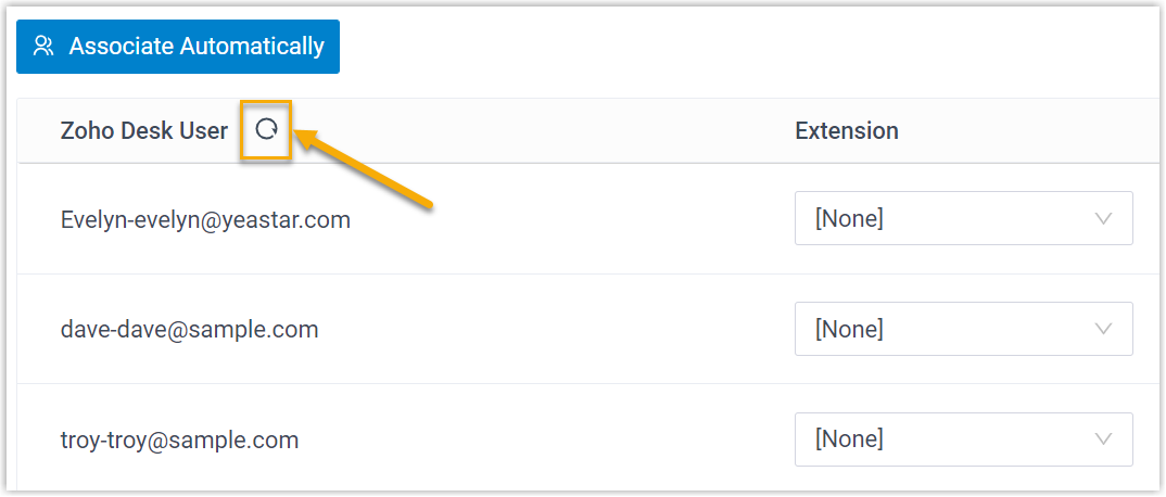 Cloud Voice, refreshing the Zoho Desk user list