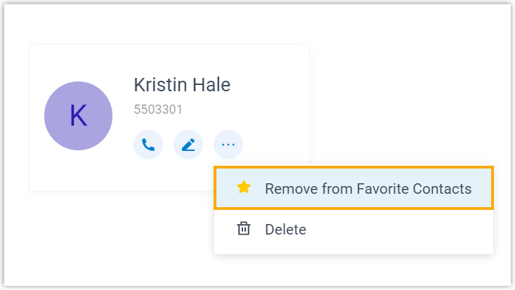Removing a contact from the favorites list using the more menu