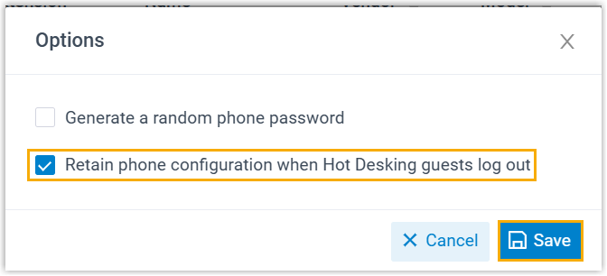 The provisioning options dialog with the retention checkbox selected