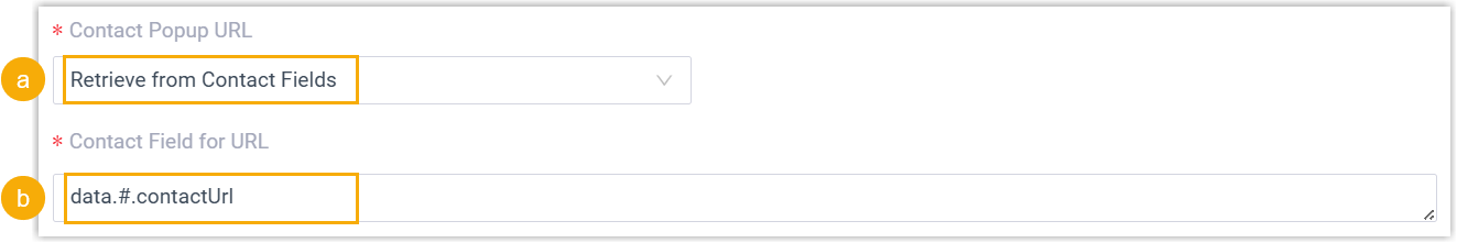 Reading the contact pop-up URL from a response field