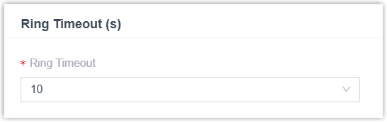 Ring timeout drop-down for the extension
