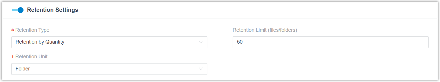 Archive retention settings