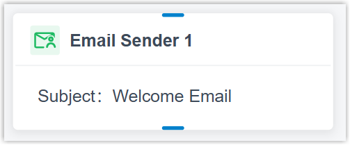 Email Sender component displaying its subject in the workspace