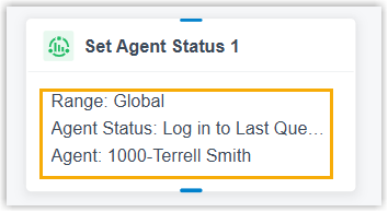 Component in the workspace showing its key configured values