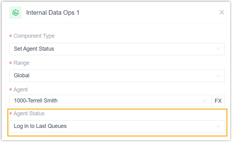 Log in to Last Queues status for Set Agent Status