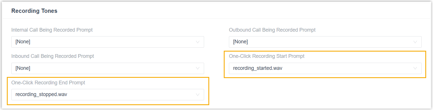 Recording prompt settings for one-click recording