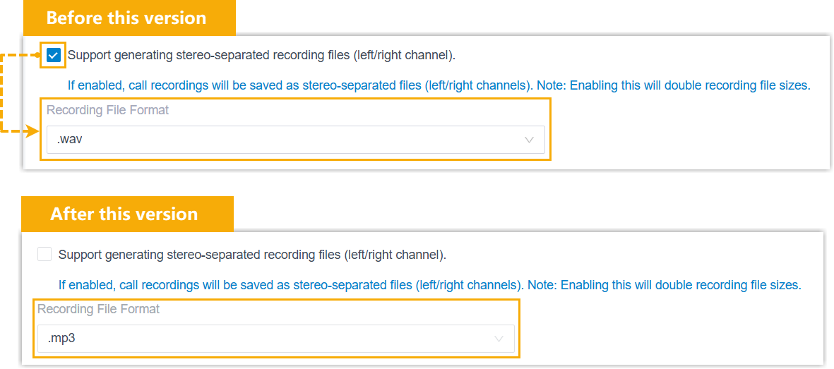 Recording format setting always shown