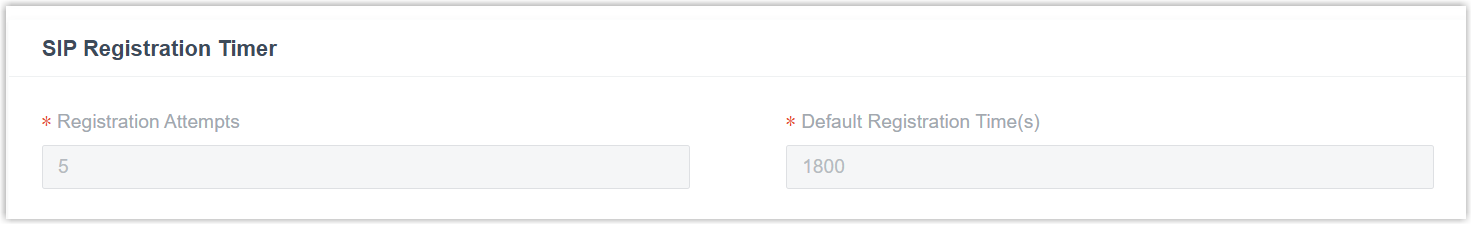 Read-only SIP registration timer settings for a shared register trunk
