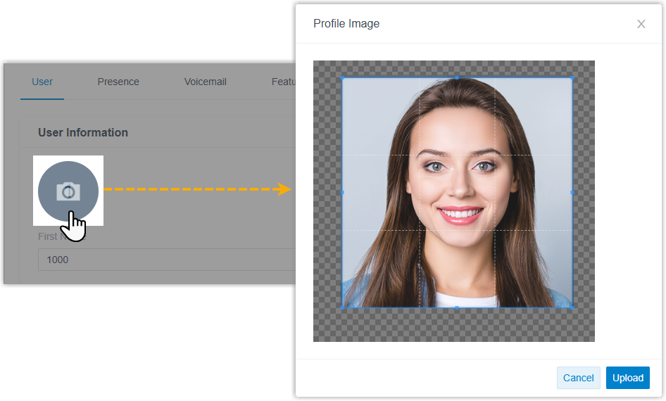 Extension user form with an avatar upload field