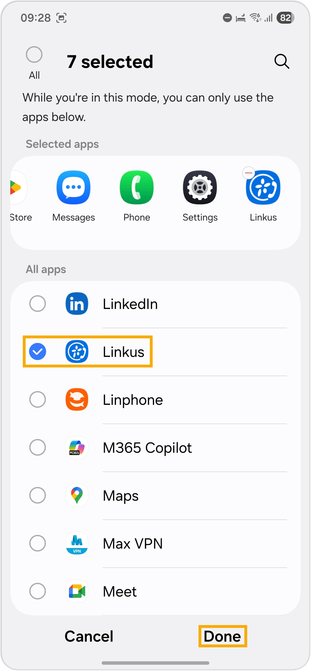 Cloud Voice, allowing the app to run while Focus mode is active