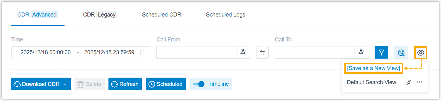 Saving the current CDR filter as a new view