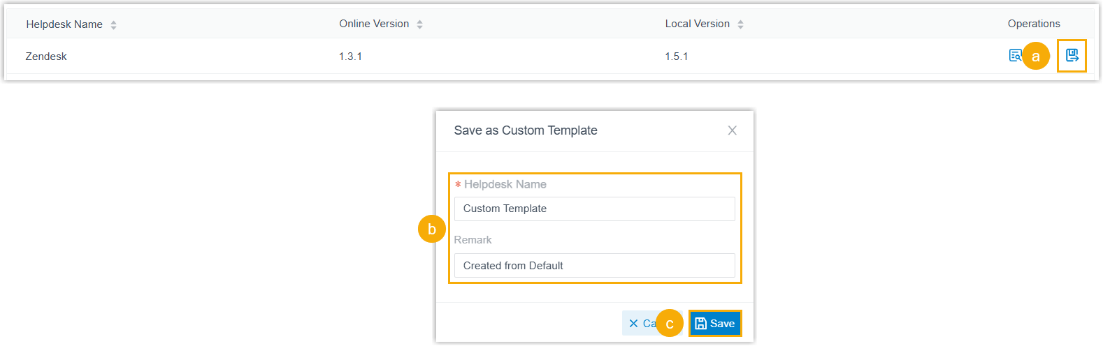 Creating an editable custom copy from a default helpdesk template