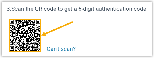 QR code shown in the Web Client for adding your account to an authenticator app