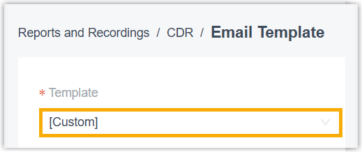 Template drop-down set to Custom, exposing editable subject and content fields