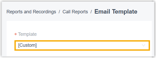 Template drop-down set to Custom, exposing editable subject and body fields