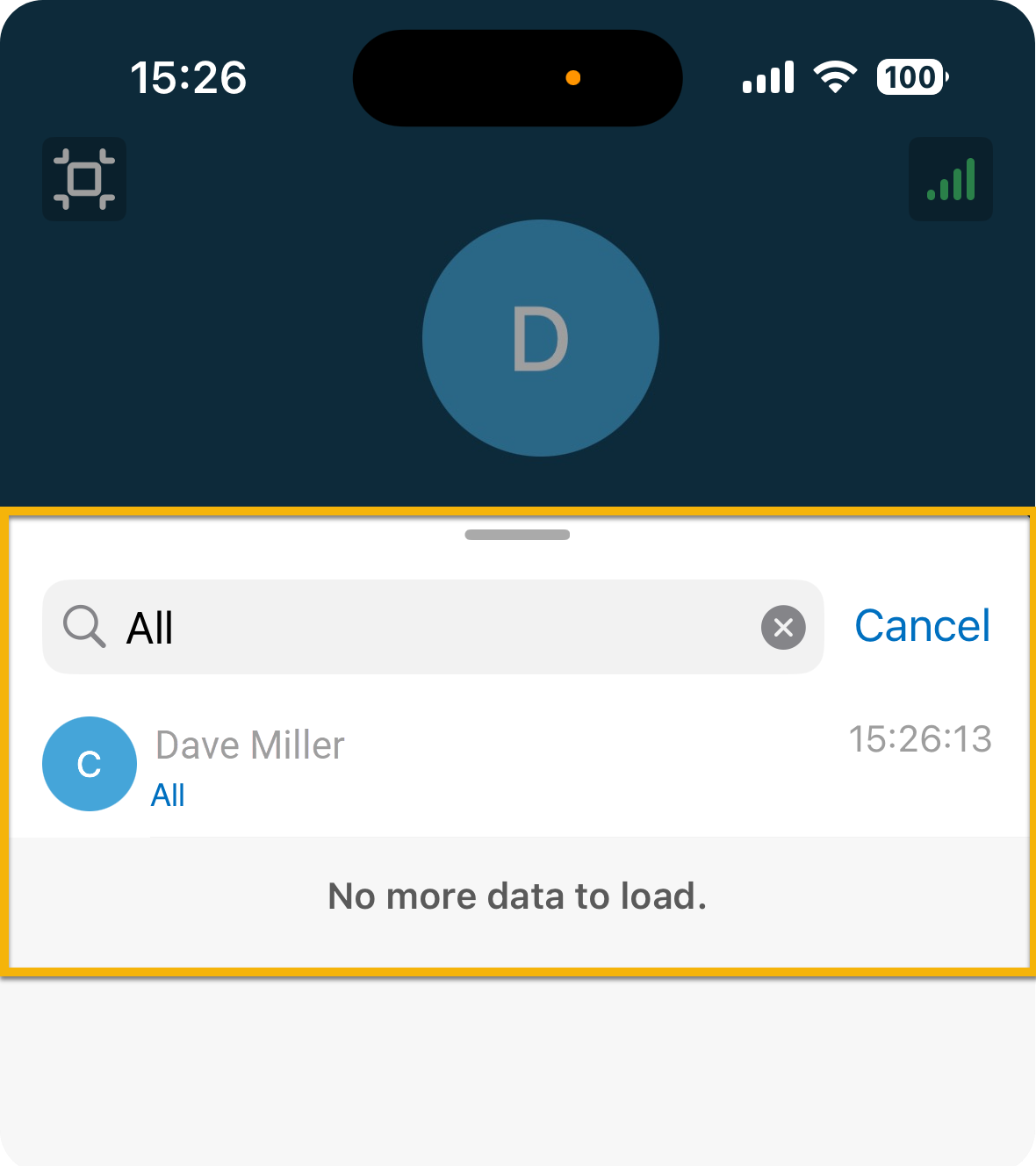 Searching the live transcript by keyword