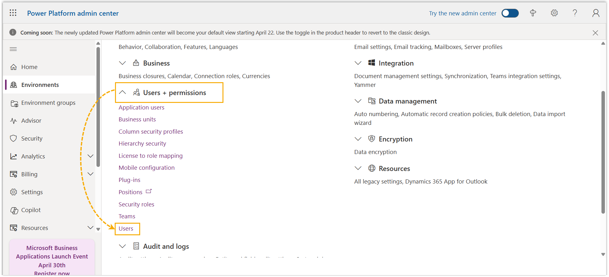 Users list under the Users and permissions settings