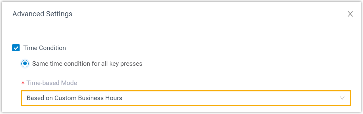 Time-based Mode set to custom business hours