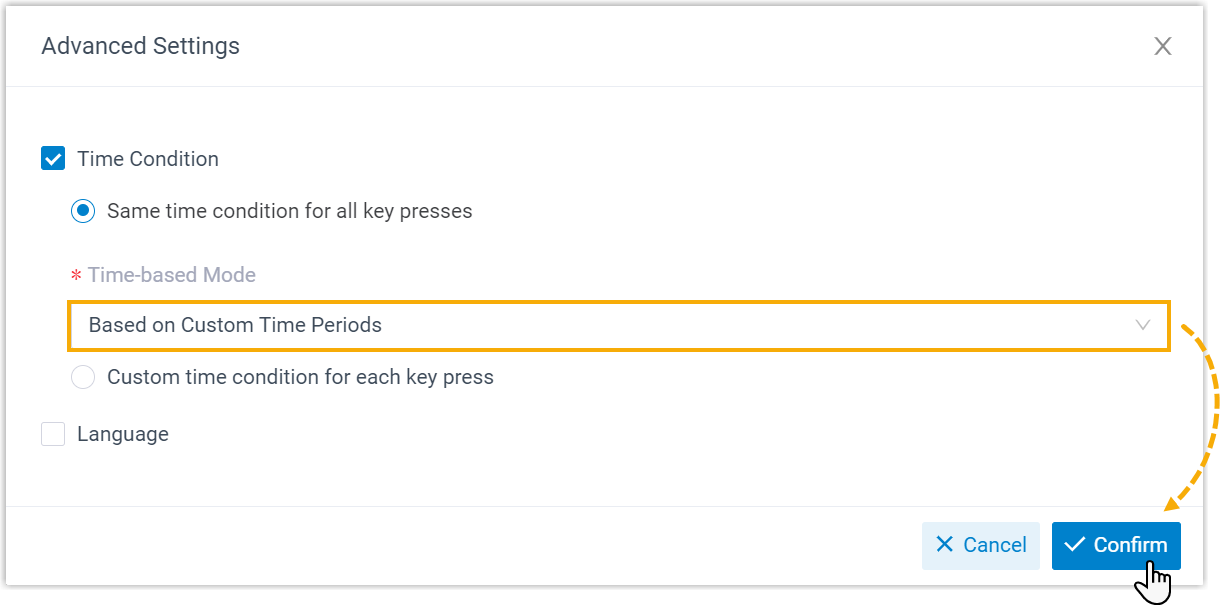 Time-based Mode set to custom time periods