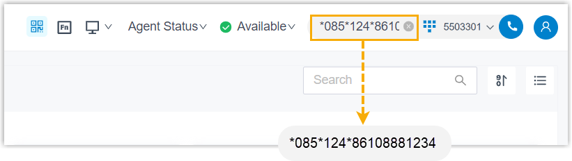 Dialpad with a feature code entered to select a DOD for a single call