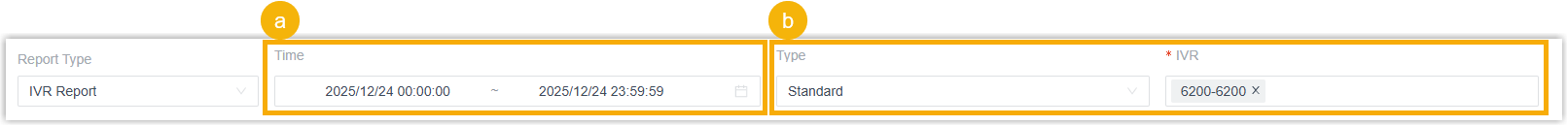 IVR Report with time and IVR filters in the Call Activity Reports view
