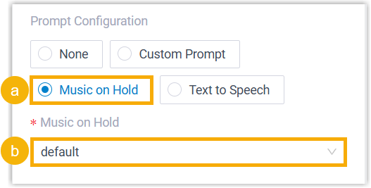 Selecting Music on Hold for the Initial Action component