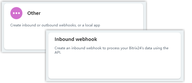 Other option selected with the Inbound webhook choice highlighted