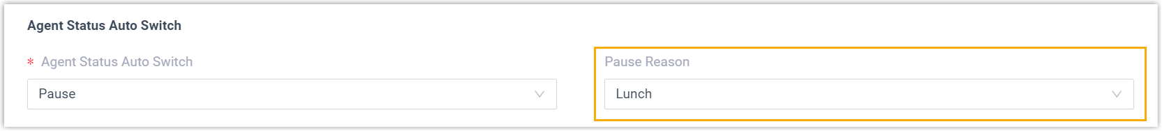 Pause Reason drop-down shown after choosing the Pause auto-switch action