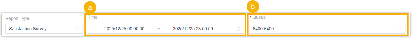 Satisfaction Survey report with time and queue filters